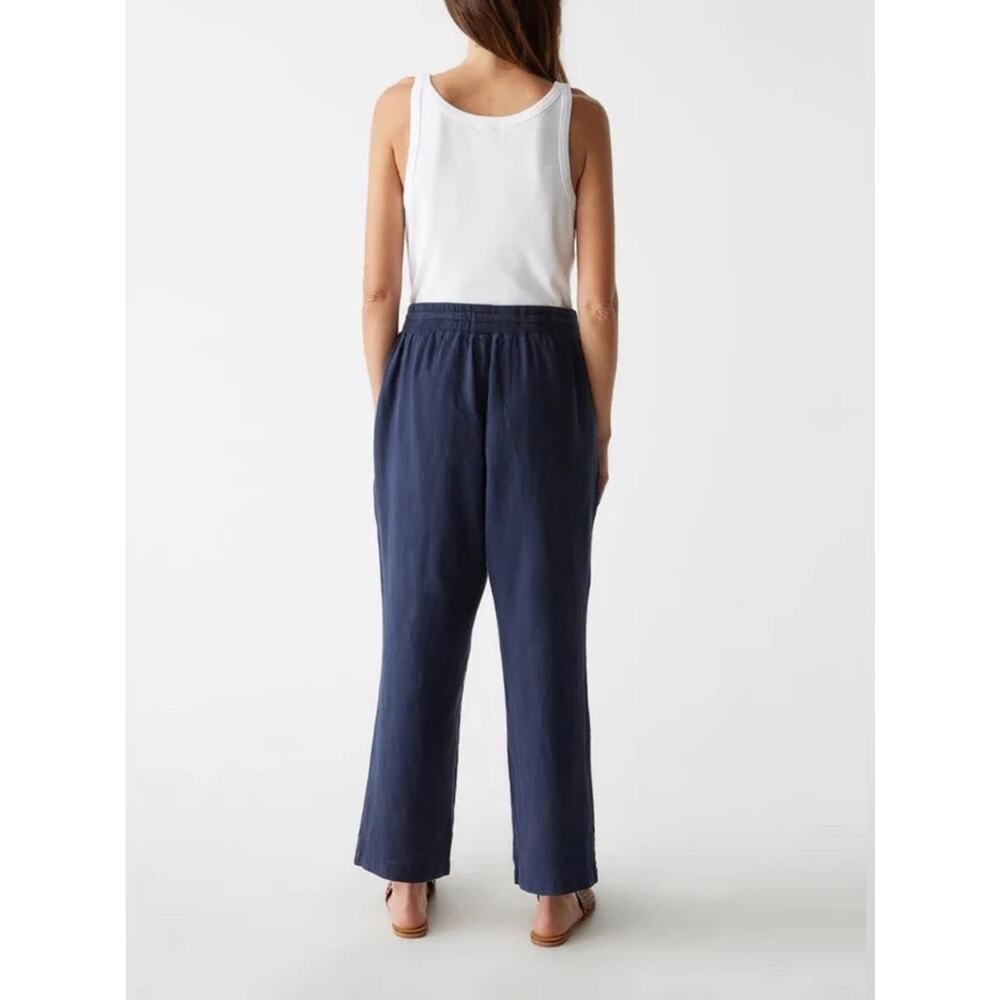 Michael Stars Nolan 100% Linen Drawstring Pants Nocturnal Navy Size XS - Picture 5 of 12